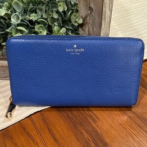 Kate Spade Royal Blue Pebbled Wallet